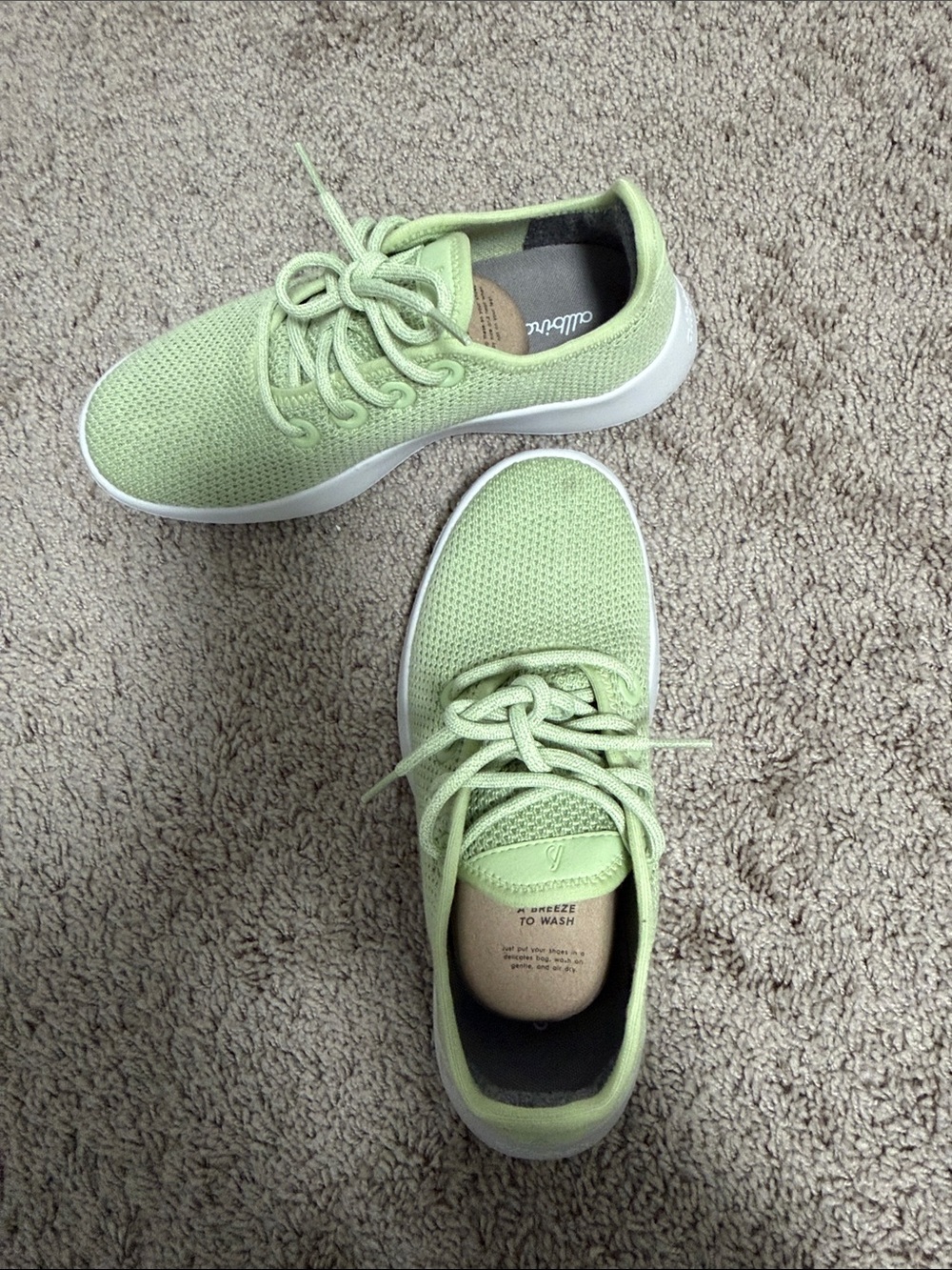 Allbirds Light Green Women's Knit Lace-Up Sneakers Size US 7 - Picture 2 of 8
